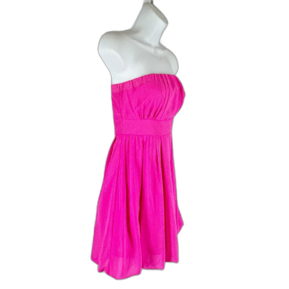 Charlotte Russe PINK Prom Party Dress XS Hot Pink Strapless Mini Bubble Hem - Picture 4 of 10